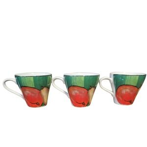 VTG 1992 Misono Tuscany Coffee Mugs Set of 3 Apple‎ Design Dishwasher Oven Safe